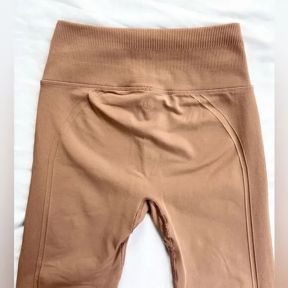 Lululemon Seamless Dusty Rose Pink Brown Leggings Size 4 - Picture 5 of 8